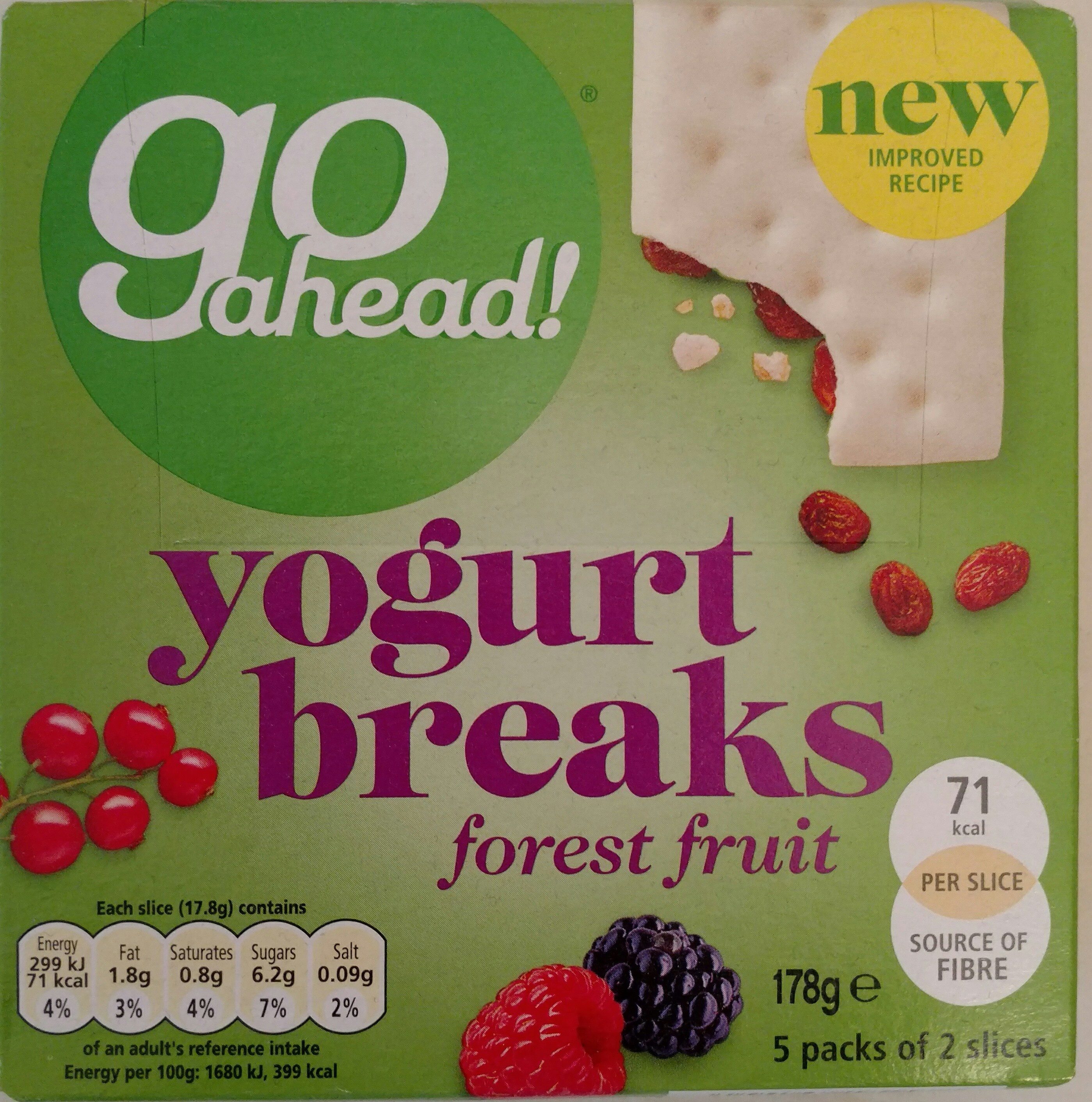 Go Ahead! Forest Fruit Yogurt Breaks 5 Packs of 2 Slices (178g) - Προϊόν - en